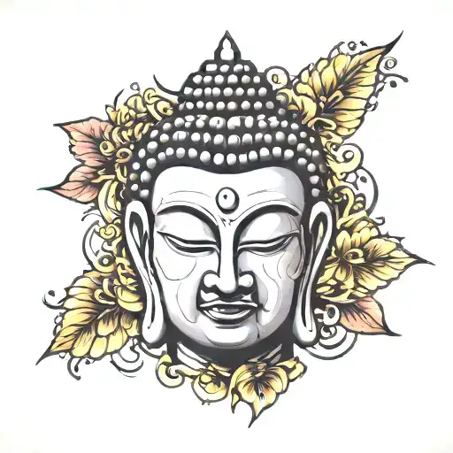 budha face tattoo design idea