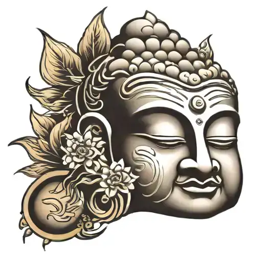 budha face tattoo design idea