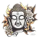 budha face tattoo design idea