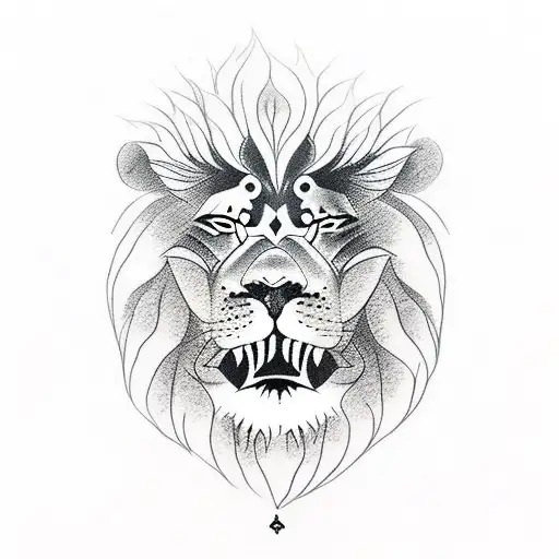 Budha with lion tattoo design idea