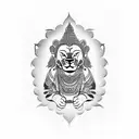 Budha with lion tattoo design idea
