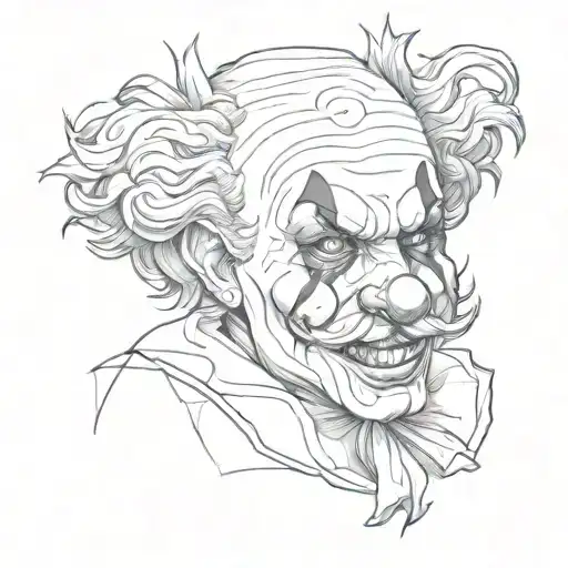 shaded clown face tattoo design idea