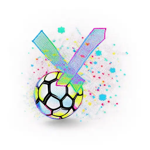 Autism awareness ribbon formed by soccer balls tattoo design idea