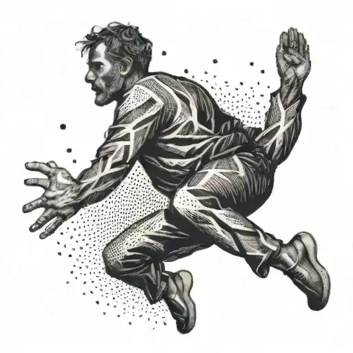 falling man free spirit tattoo design idea