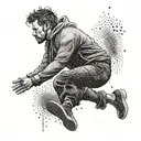 falling man free spirit tattoo design idea