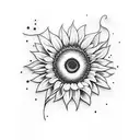 Sunflower with guitar tattoo design idea