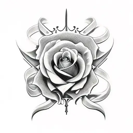 sword skull roses crown  tattoo design idea