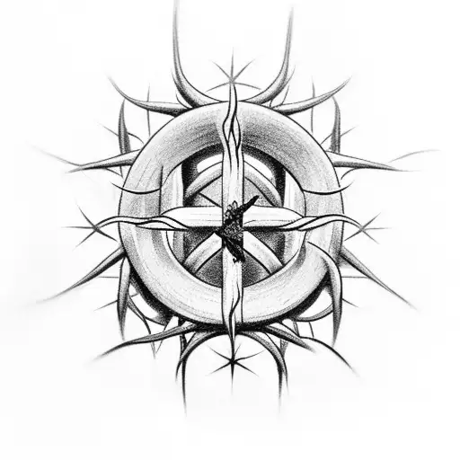 Crown of thorns intertwined with a cross tattoo design idea