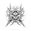 Crown of thorns intertwined with a cross tattoo design idea
