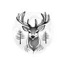 deer in a forest tattoo design idea