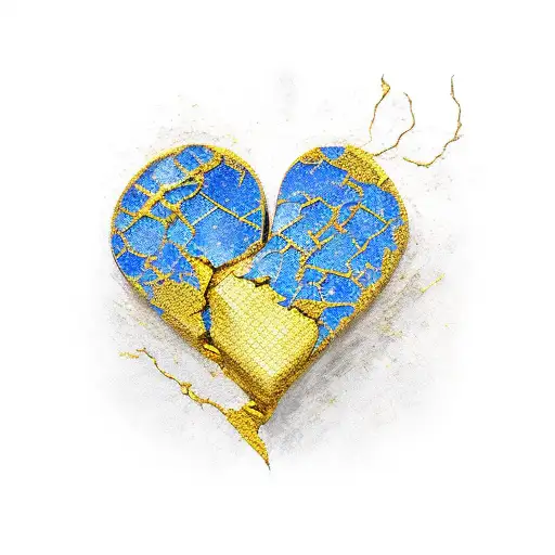 kintsugi with heart  tattoo design idea