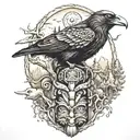 raven totem pole in alaska tattoo design idea