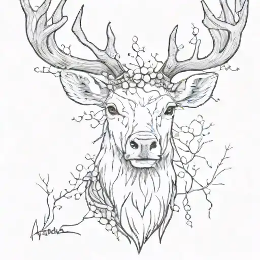Hirsch mit lichterkette um sein Geweih  tattoo design idea