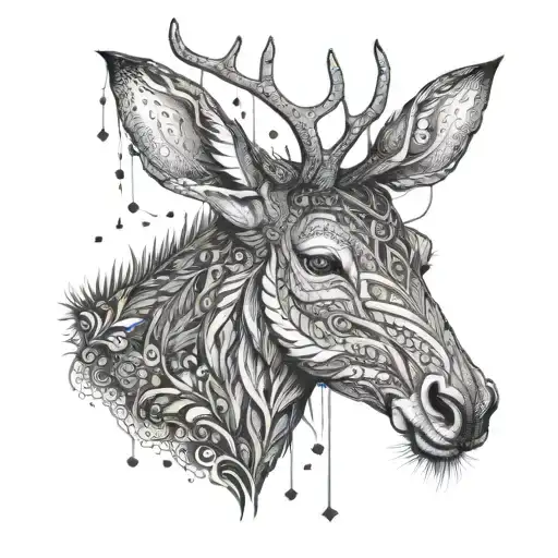 Hirsch mit lichterkette um sein Geweih  tattoo design idea