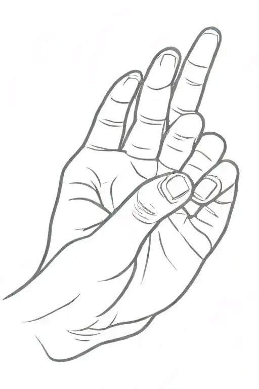One hand smaller and ring finger to a fist index finger and ring finger down thumb behind it making an "A" tattoo design idea