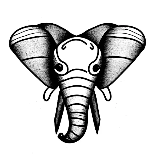 elephant with snail shell tattoo design idea