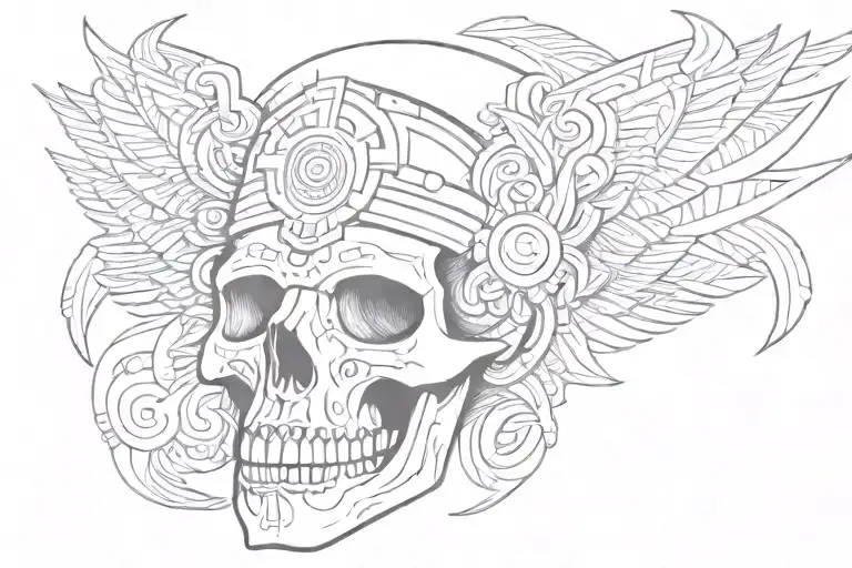 aztec skull tattoo design idea