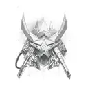 half folded switchblade dark colours tattoo design idea