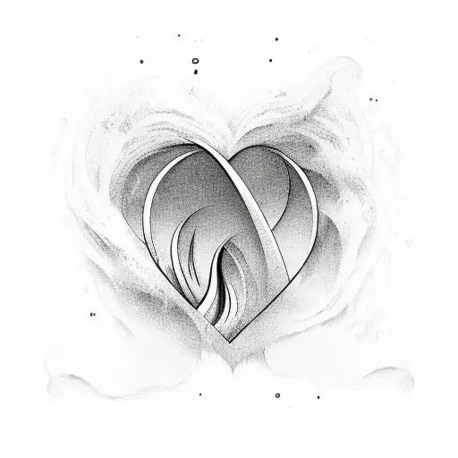 wave with heart  tattoo design idea