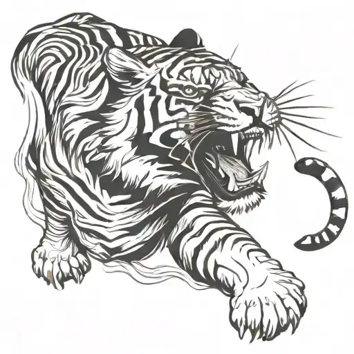 loyal tiger fighting tattoo design idea