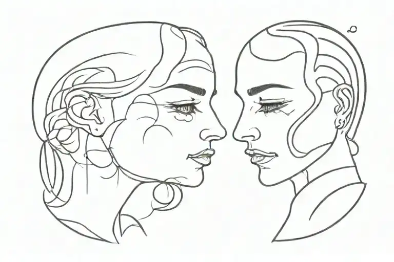 Gemini faces merged together tattoo design idea