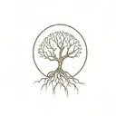 A minimalist tattoo of a tree with roots reaching deep into the ground, reflecting the resilience of a domestic violence survivor tattoo design idea