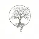 A minimalist tattoo of a tree with roots reaching deep into the ground, reflecting the resilience of a domestic violence survivor tattoo design idea