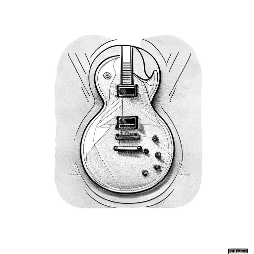 guitar les paul and skateboard tattoo design idea