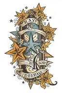 last name with stars   tattoo design idea