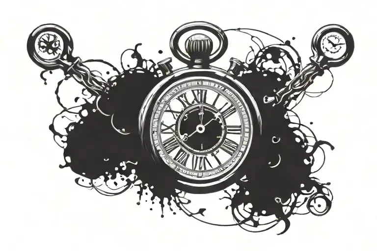 stopwatch w clock hands pointing at roman numerals 6,15,17   tattoo design idea