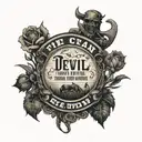 "the devil can scrap but the lord has won" in old style text western theme cross in a field with horse, no skulls  tattoo design idea