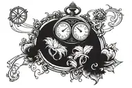 stopwatch w clock hands pointing at roman numerals 6,15,17   tattoo design idea