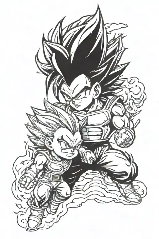 Vegeta con Trunks bebe tattoo design idea