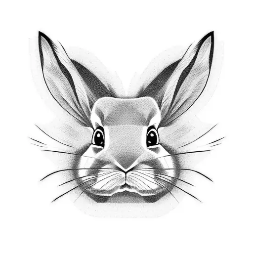 Create a blackwork tattoo featuring a solitary rabbit surrounded by intricate patterns inspired by Japanese anime art, symbolizing your love for being on your own. tattoo design idea