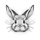 Create a blackwork tattoo featuring a solitary rabbit surrounded by intricate patterns inspired by Japanese anime art, symbolizing your love for being on your own. tattoo design idea