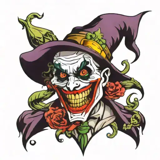 joker hand tattoo hat and smiling tattoo design idea