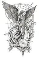archangel, kairos script and a hourglass tattoo tattoo design idea