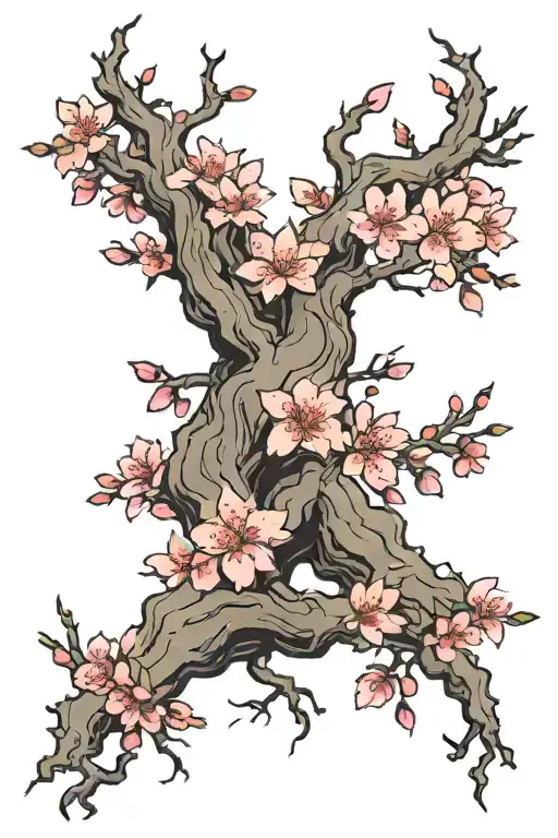 cherry blossom tree tattoo design idea