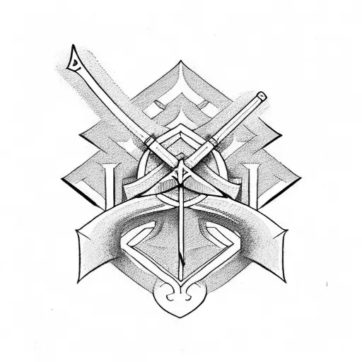 sword, pinetree, libra tattoo design idea
