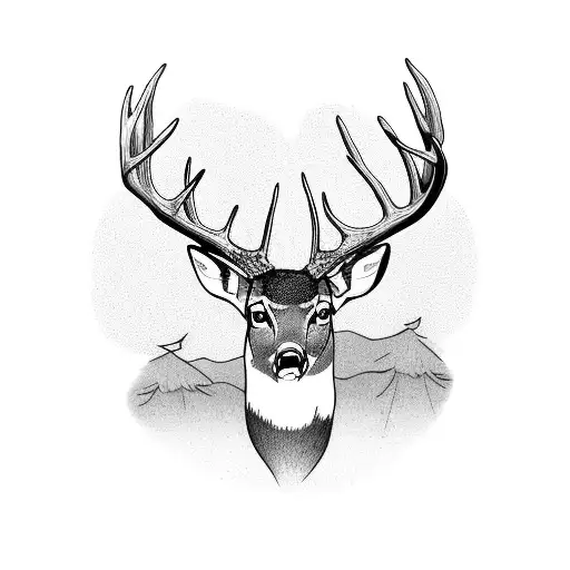 Whitetail deer with a forest background tattoo design idea