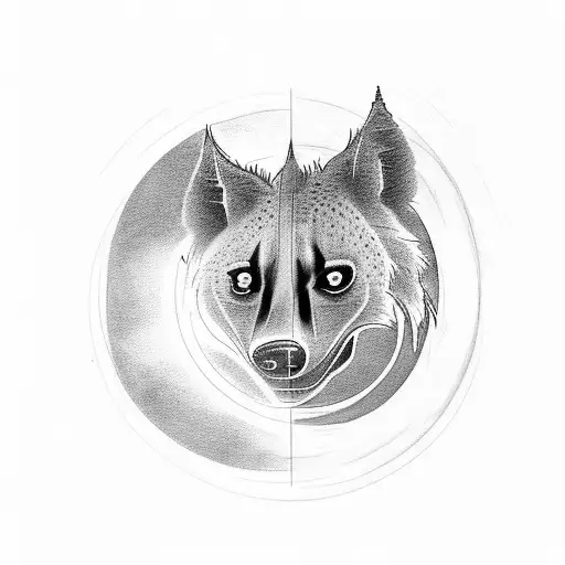 A hauntingly beautiful blackwork tattoo of a hyena howling at the moon, symbolizing the client's struggles with mental health and abandonment issues. tattoo design idea