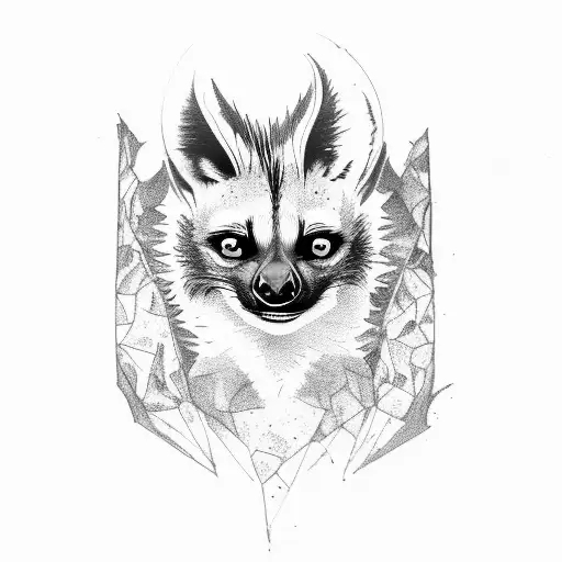 a mixture of hyena, cape cut porcupine, serval, bat eared fox, mongoose, swamp and colobus monkeys, and lemur tattoo design idea