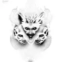 a mixture of hyena, cape cut porcupine, serval, bat eared fox, mongoose, swamp and colobus monkeys, and lemur tattoo design idea