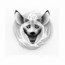 A hauntingly beautiful blackwork tattoo of a hyena howling at the moon, symbolizing the client's struggles with mental health and abandonment issues. tattoo design idea