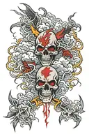 fear none clouds and lightning tattoo design idea