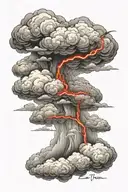 clouds with red lightning under them with the words fear none under the cloud  tattoo design idea