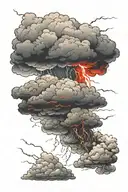 clouds with red lightning under them with the words fear none under the cloud  tattoo design idea