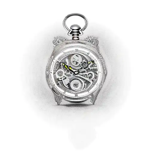 Timepiece with intricate gears and clockwork tattoo design idea