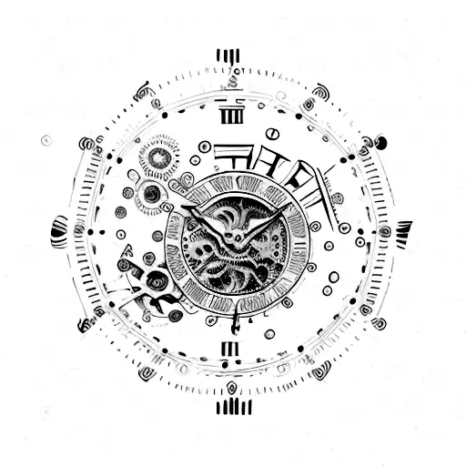 Timepiece with intricate gears and clockwork tattoo design idea