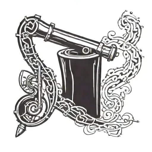 A welding torch transforming into a musical note tattoo design idea